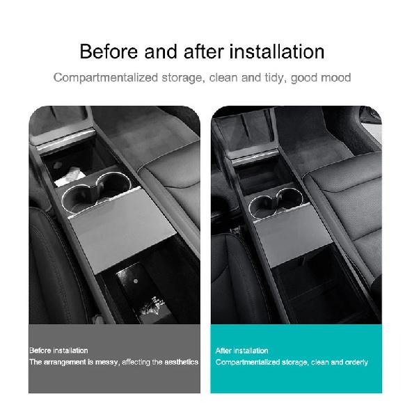 For Tesla Model Y Juniper Storage Box Center Armrest Hidden Box Model 3 Highland Center Console Organizer Tray Armrest Cubby