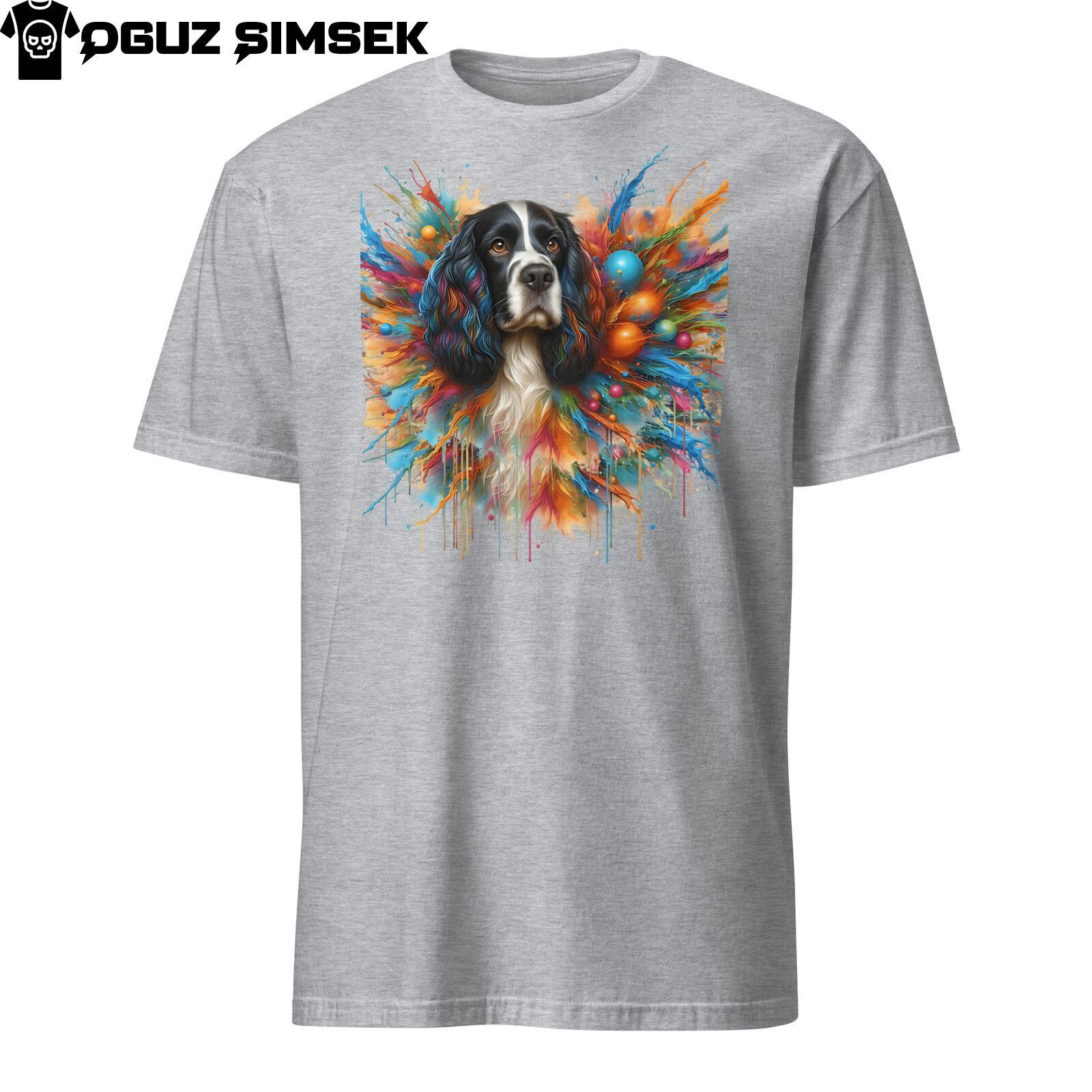Vibrant English Springer Spaniel Unisex T-Shirt Mens Womens Tees Top - Colorful Dog Design! XL