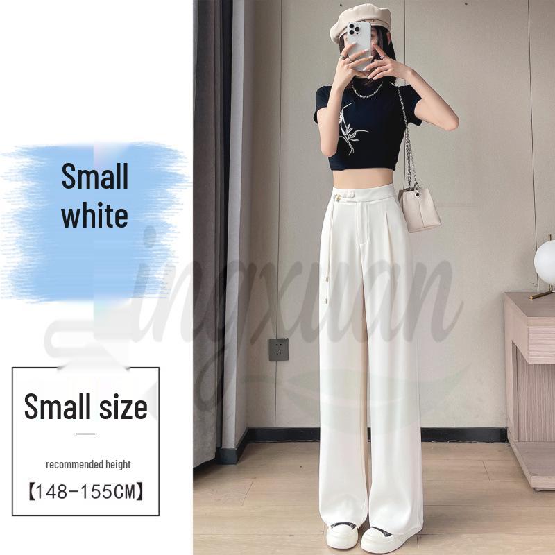 Summer 2026 Chinese Style High Waist Wide Leg Ice Silk Pants for Women
