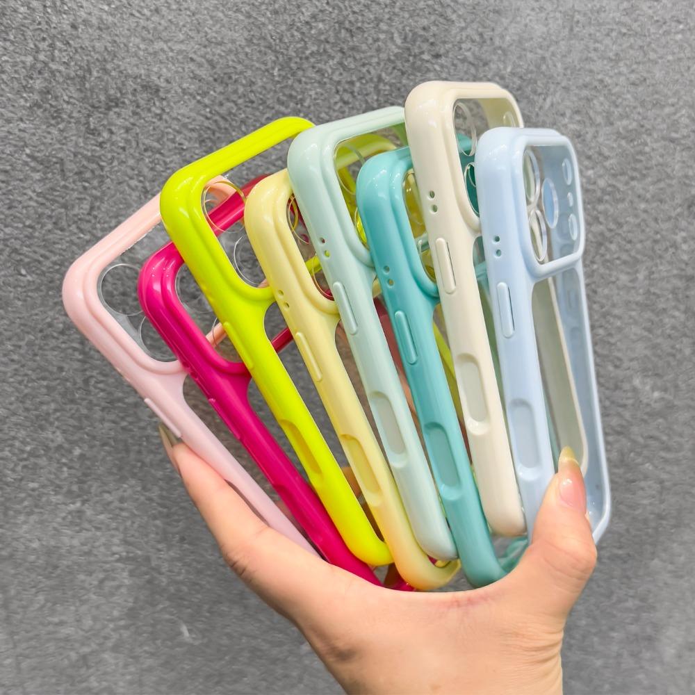Turn to 17 Transparent Candy Color Frame DIY Phone Case For iPhone 17 Pro Max Air 11 13 14 12 15 Pro 16 Plus Acrylic Back Cover