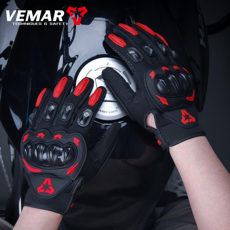 Mens Full Finger Motorcycle Gloves Anti-Slip Crash Protection Breathable Touchscreen Compatible All Season Riding Gear