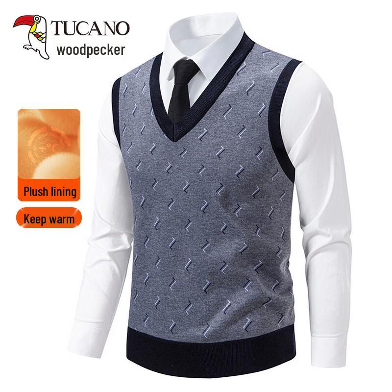 

TUCANO Men s Fleece-Lined Knitted V-Neck Vest 120/2XL