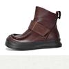 Johnature Vintage Genuine Leather Handmade Shoes Round Toe Short Boots Casual Versatile Women's Shoes