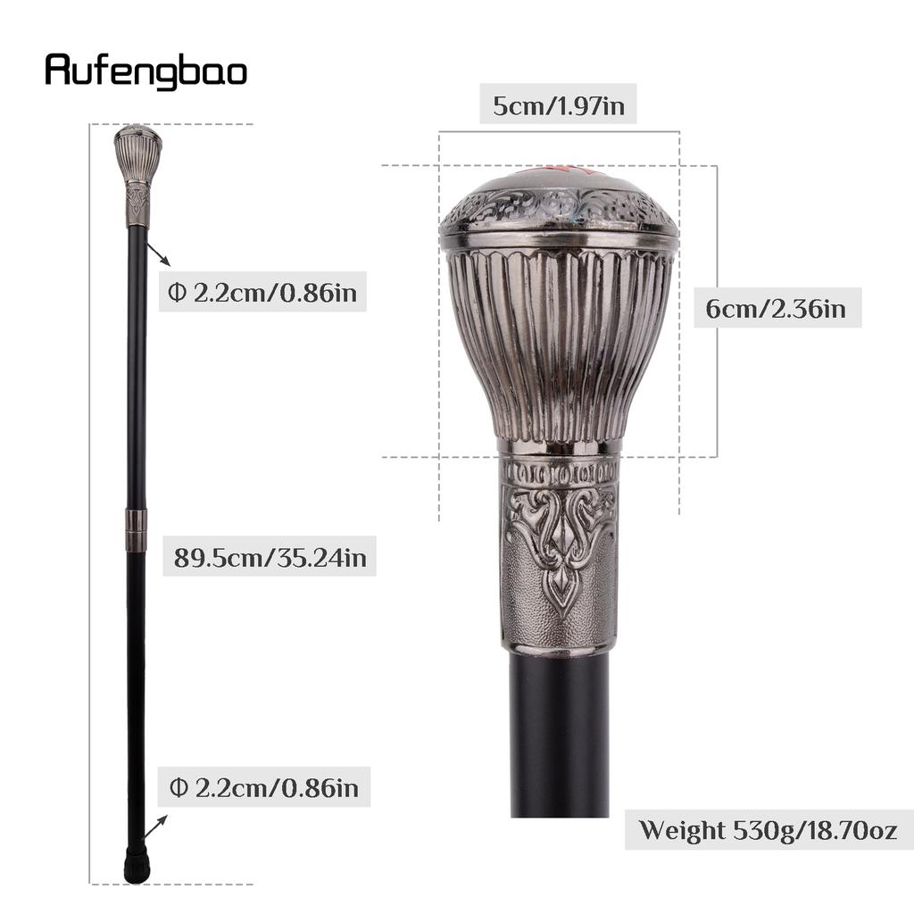 Silver Resin Round Flower Walking Cane Fashion Decorative Steel Stick Gentleman Elegant Cosplay Cane Knob Crosier 90cm