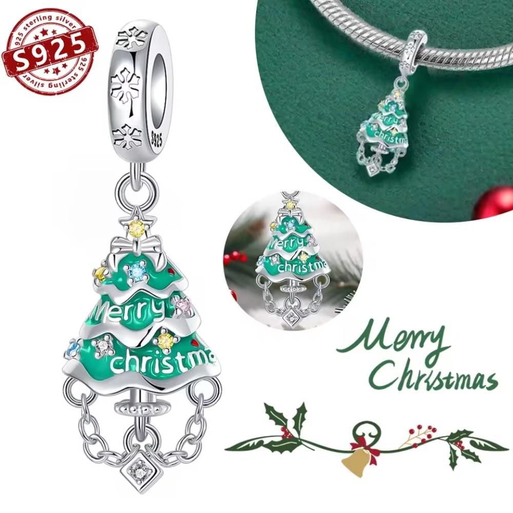 Copper Green Christmas Tree Pendant Christmas Party Beads Original Pendants Bracelet Charm Jewelry Party Diy Gifts