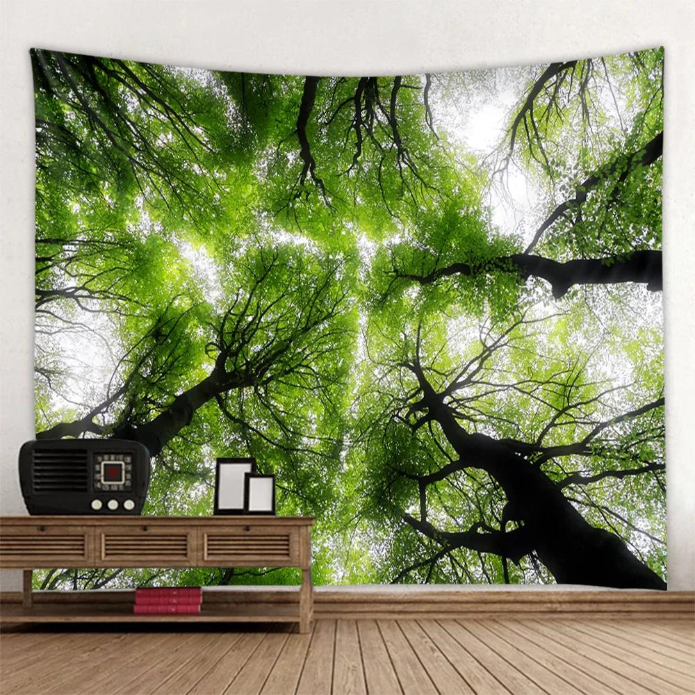 Природный пейзаж Гобелен Комната Искусство Солнечный свет Лес Водопад Главная Стена — фото 15