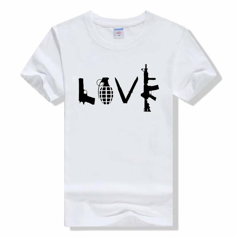 Love Guns AK-47 AK47 AK 47 men's t shirt black top quality Cool Casual pride shirt men New Fashion tops Short sleeved t shirt