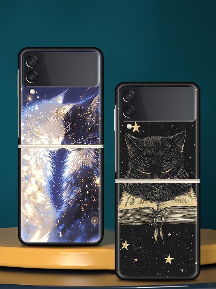 Cartoon Art Hard PC Phone Case For Samsung Galaxy Z Flip 7 6 5 4 Black Cover For Galaxy Z Flip 3 Foldable Fundas Shell Funda Bag