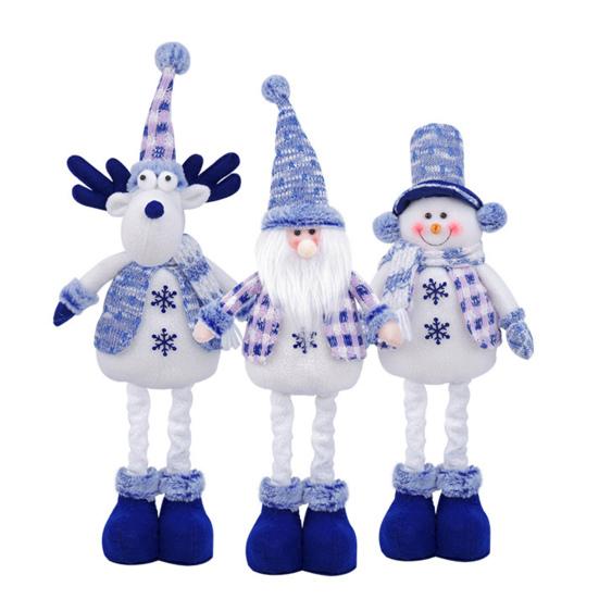 Yousheng Long Leg Christmas Plush Doll Standing Santa Snowman Reindeer Figure with Stretchable Leg for Holiday Winter Home Decoration
