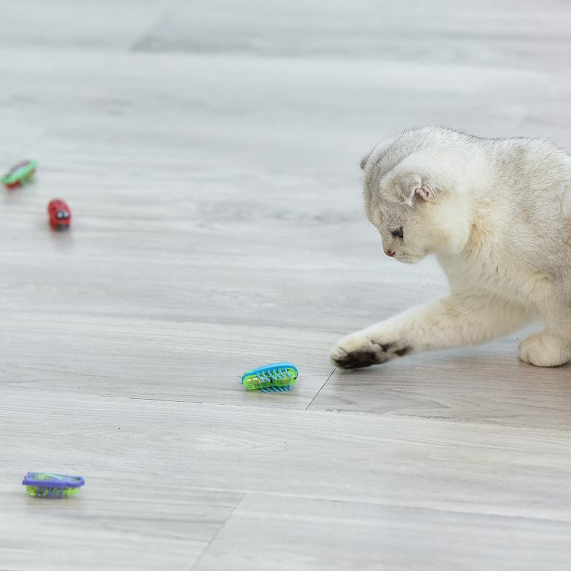 Cat Toys Luminescence Electric Worms Pet Interactions Insects Beetle Micro Worms Automatic Flipping Obstacle Avoidance Plaything