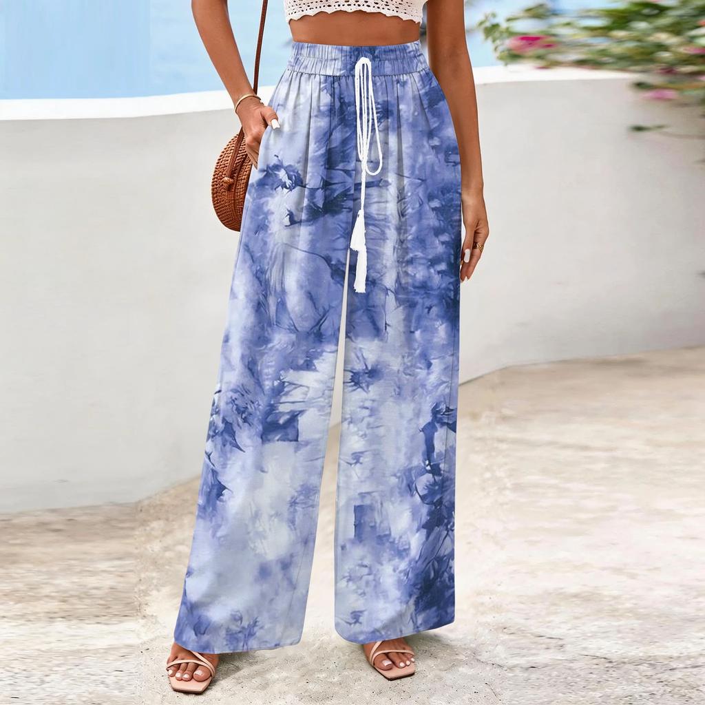 Women's Wide-Leg Casual Flowy Floral Print Pants