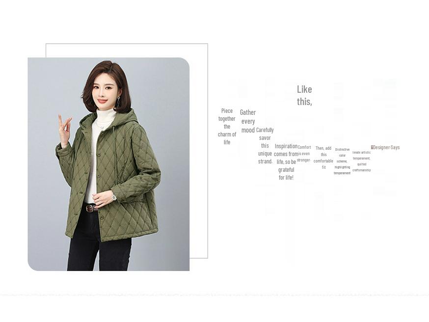 Damen Baumwollmantel mit Kapuze in Übergröße - Winter 2024 Kurzstil für Mittelalte & Ältere