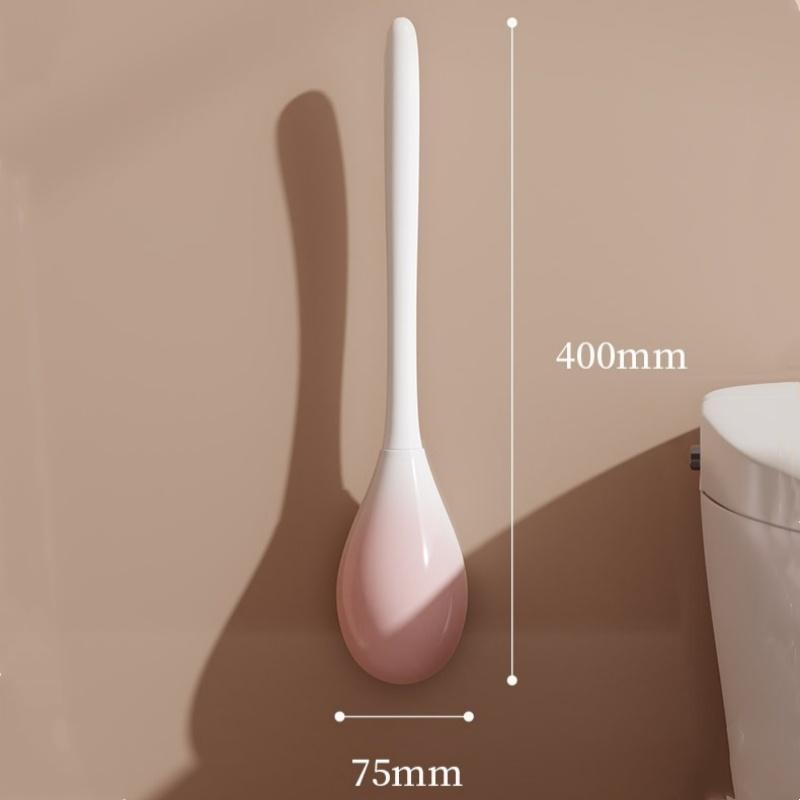 Plastic TPR Toilet Brush Toilet Bowl Brush with Holder Set Wall Hanging Toilet Brush Flexible Soft Cleaning Bristles for Floor