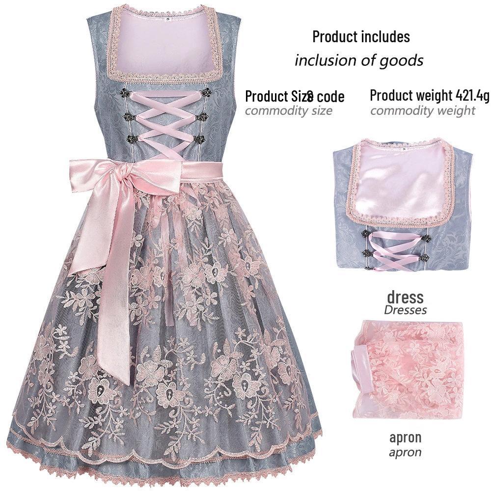 Man Tianyu Oktoberfest Bayerisches Dirndl-Set mit Spitze XL gray