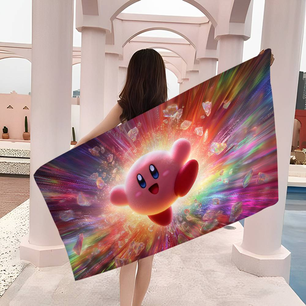 Hot Lovely K-Kirbies Anime Microfiber Blanket Quick Drying Beach Towels Oversized Printing Super Absorbent Pool Towel Blanket