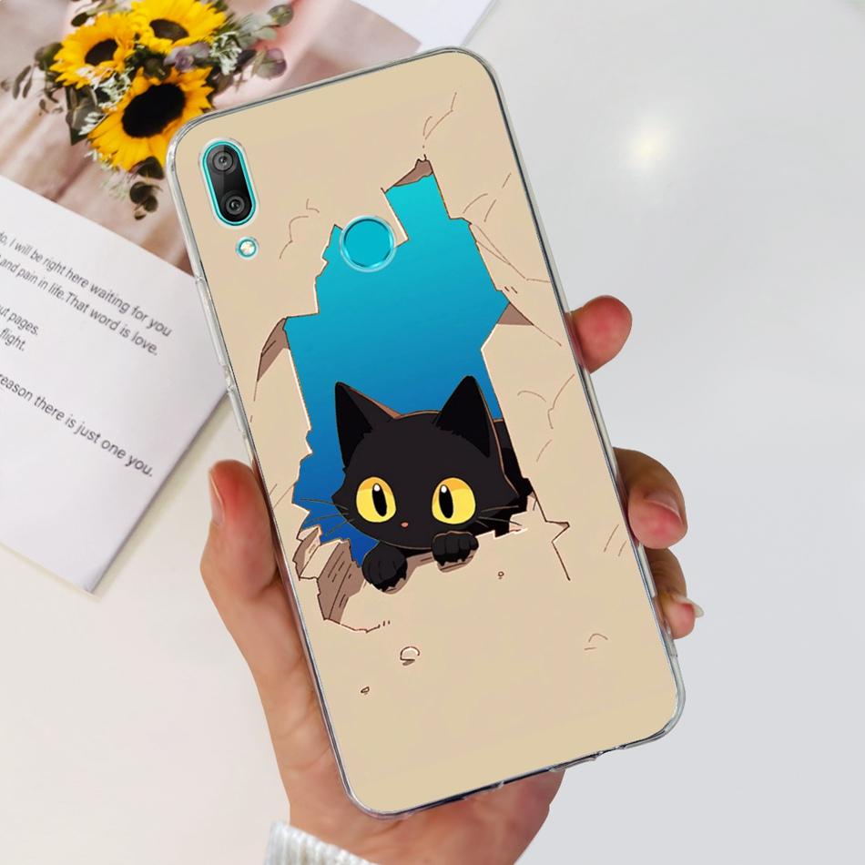 For Huawei Y7 2019 Phone Case Huawei Y7 Prime Pro (2019) DUB-LX1 LX2 LX3 Cute Panda Flower Pattern Soft Silicone TPU Cases