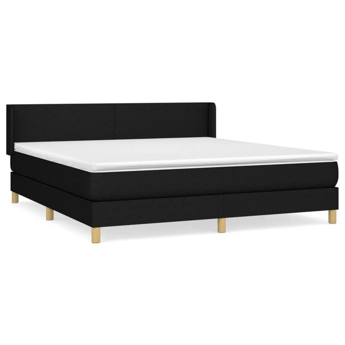 3130123 vidaXL Lit à sommier tapissier avec matelas Noir 160x200 cm Tissu