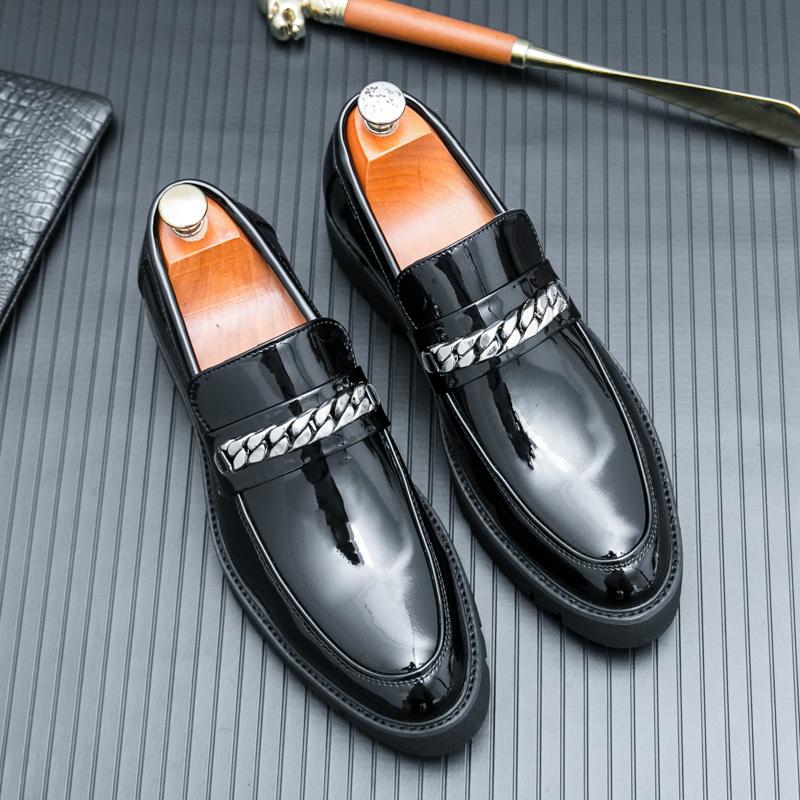 Men Loafers Street Style Classic Thick Sole Platform Height Increase Black Formal Business Wedding Dress Prom Blazers Tuxedo Party Shoes Large Size