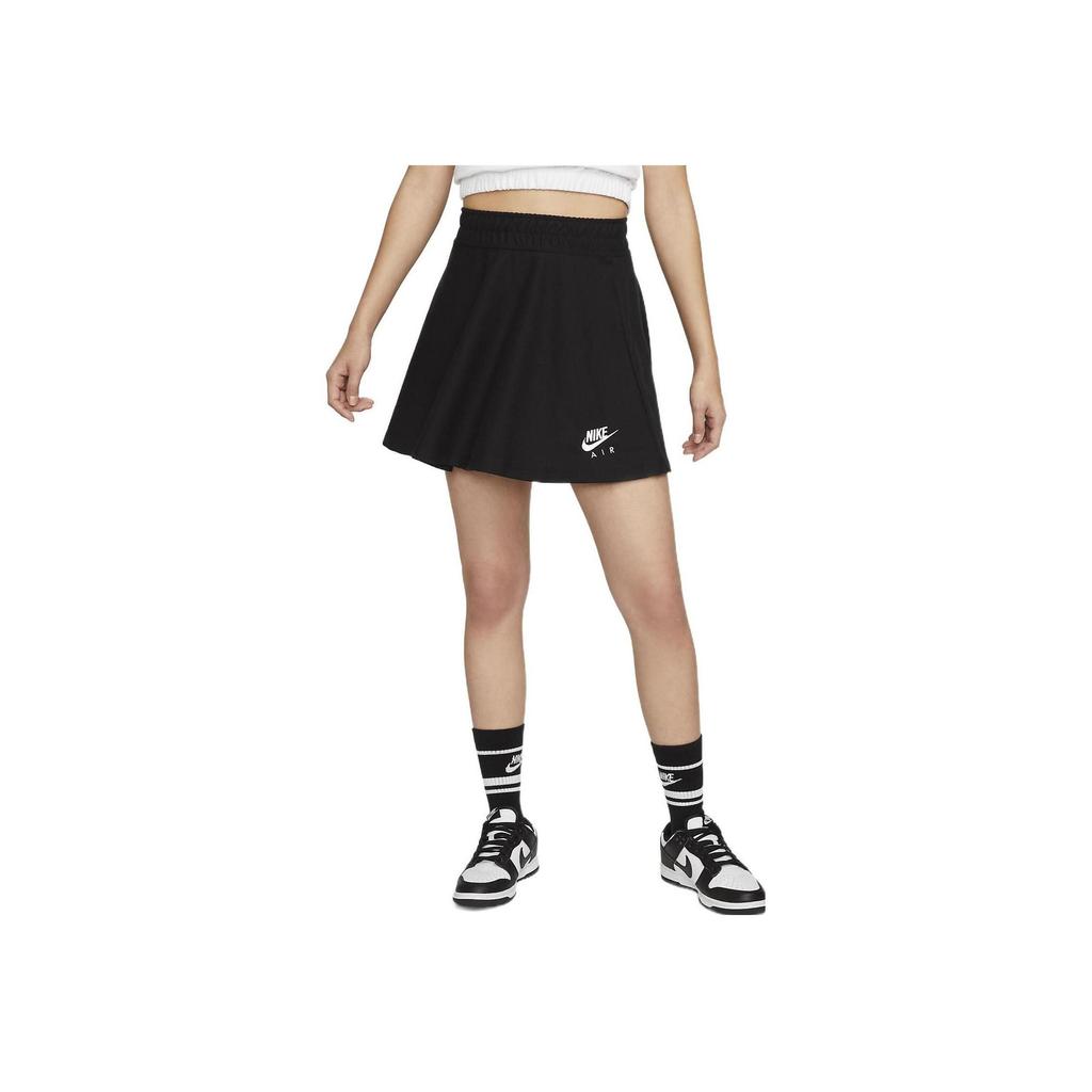 Nike Solid Logo Print Elastic Waist A-Line Skirt Women Skirts Black DO7605-010
