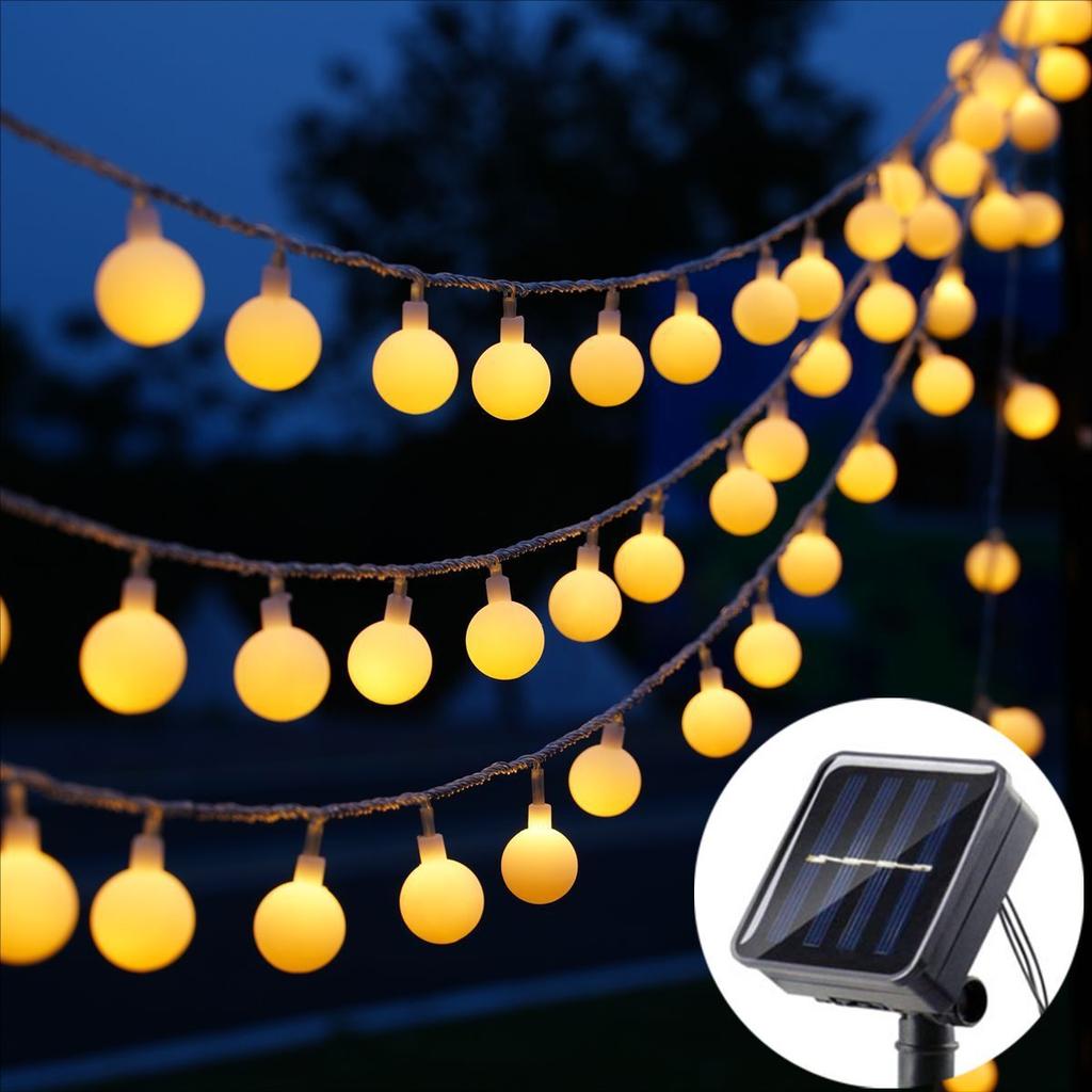 5/7/12M Solar Outdoors String Lights Ball String Fairy Light Party Wedding Birthday Decoration Garland Fairy Garden Holiday