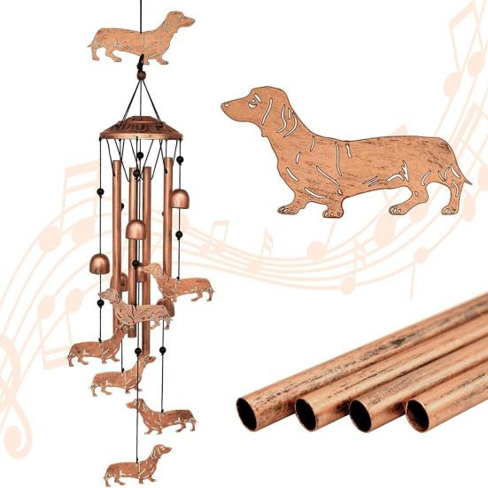 Dog Wind Chime Metal Pet Memorial Wind Chime Outside Dachshund Wind Bell Hanging Decoration for Home Patio Backyard Garden Decor