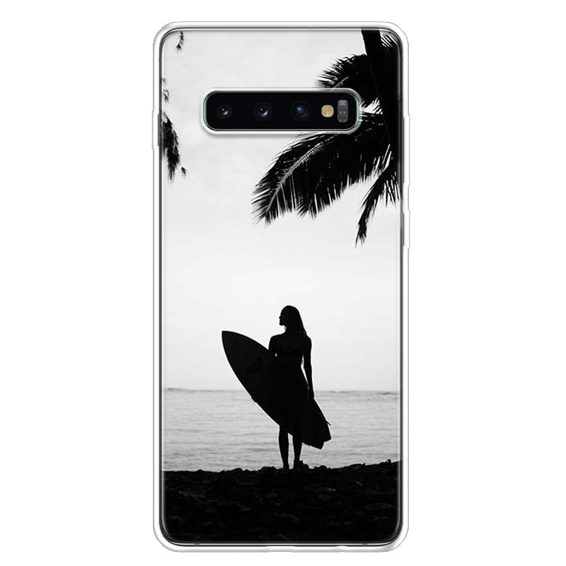 Surfboard surfing art surf Girl Phone Case For Samsung Galaxy S25 S24 S23 Plus S22 Ultra S21 S20 FE S10 + S25 Edge Funda Shell C