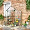 Foil Greenhouse Walk-In Garden House Tomato Greenhouse Hothouse Cold Frame with 6 Shelves Transparent Steel PVC Plastic 142 X 73 X 195 Cm