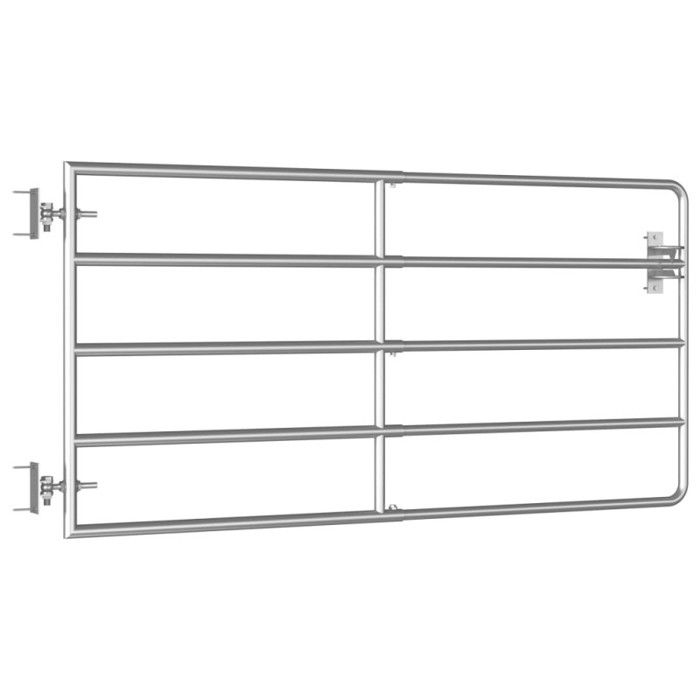 5-bar Gate - VIDAXL - Galvanized Steel - Silvery - (95-170)x90 Cm - Manual