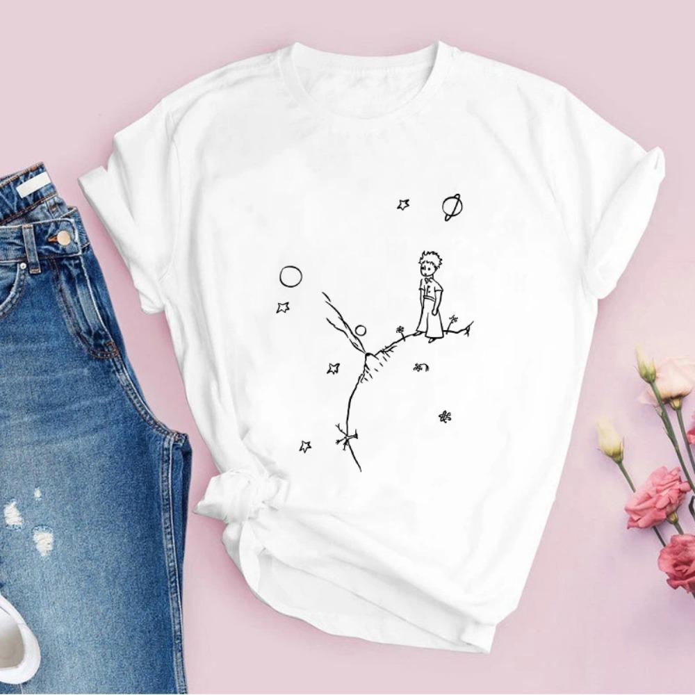 2026 New Arrival Little Prince Printed T Shirt Round Neck Short Sleeve Tshirt Female Harajuku Ladies Tshirts Casual Tee