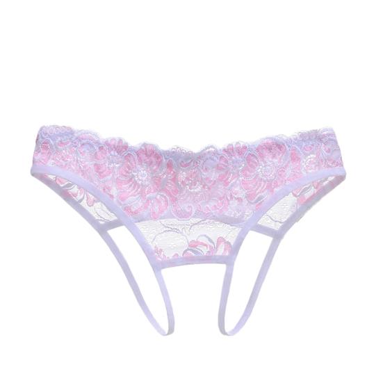 Dámské sexy krajkové spodní prádlo G-String s nízkým pasem, průhledné, rozkrokové tanga kalhotky