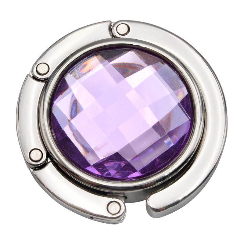 Multifaceted Crystal Round Acrylic Handbag Hook - Folding Table-Edge Hanger, Multi-Color