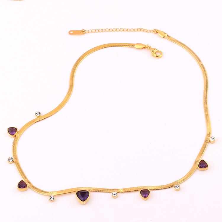 2026 New 18k Gold Plated Chain Necklace Women with Cubic Zircon,Green Stone Rainbow CZ Snake Necklace Adjustable Choker Jewekry