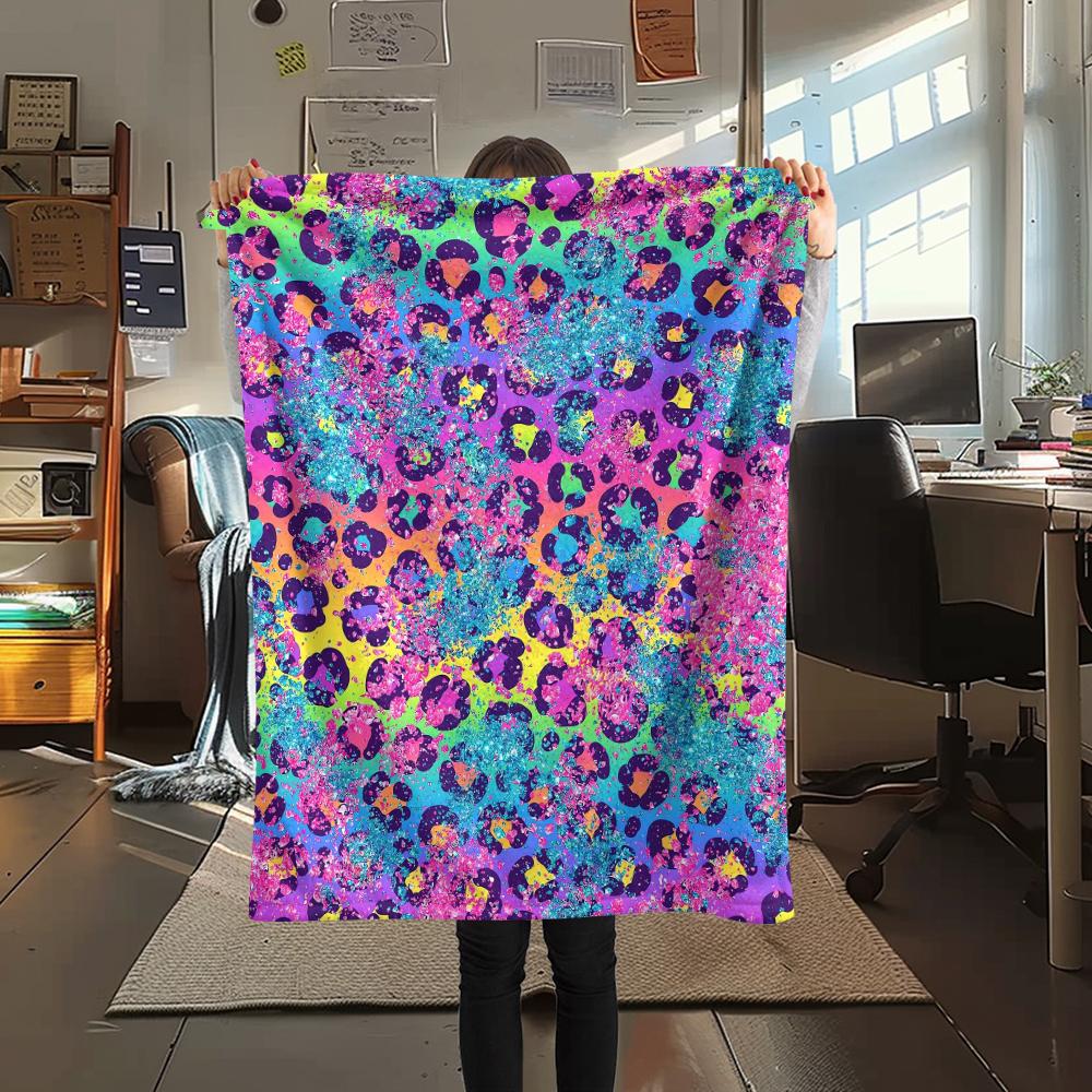 1Pc Leopard Pattern Print Flannel Blanket, High Quality Comfortable for All Seasons, Home Decor, Warmth and Comfort, Perfect for Christmas Gifts