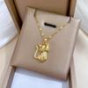 Elegant Golden-Tone Cat Pendant Necklace - Chic Stainless Steel Jewelry for Teenager, Perfect Birthday Gift for Family & Friends, Fashionable Accessor