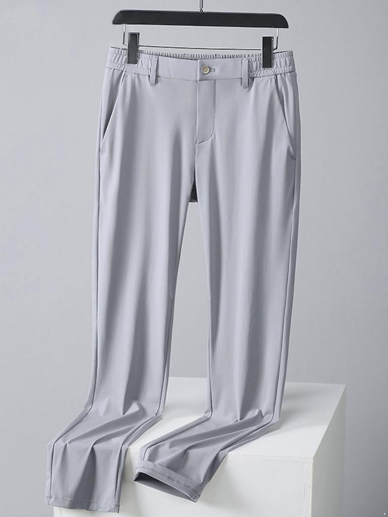 Men Quick-Drying Golf Pants Lightweight Stretchy - Casual Elastic Waistband Trousers with Pockets