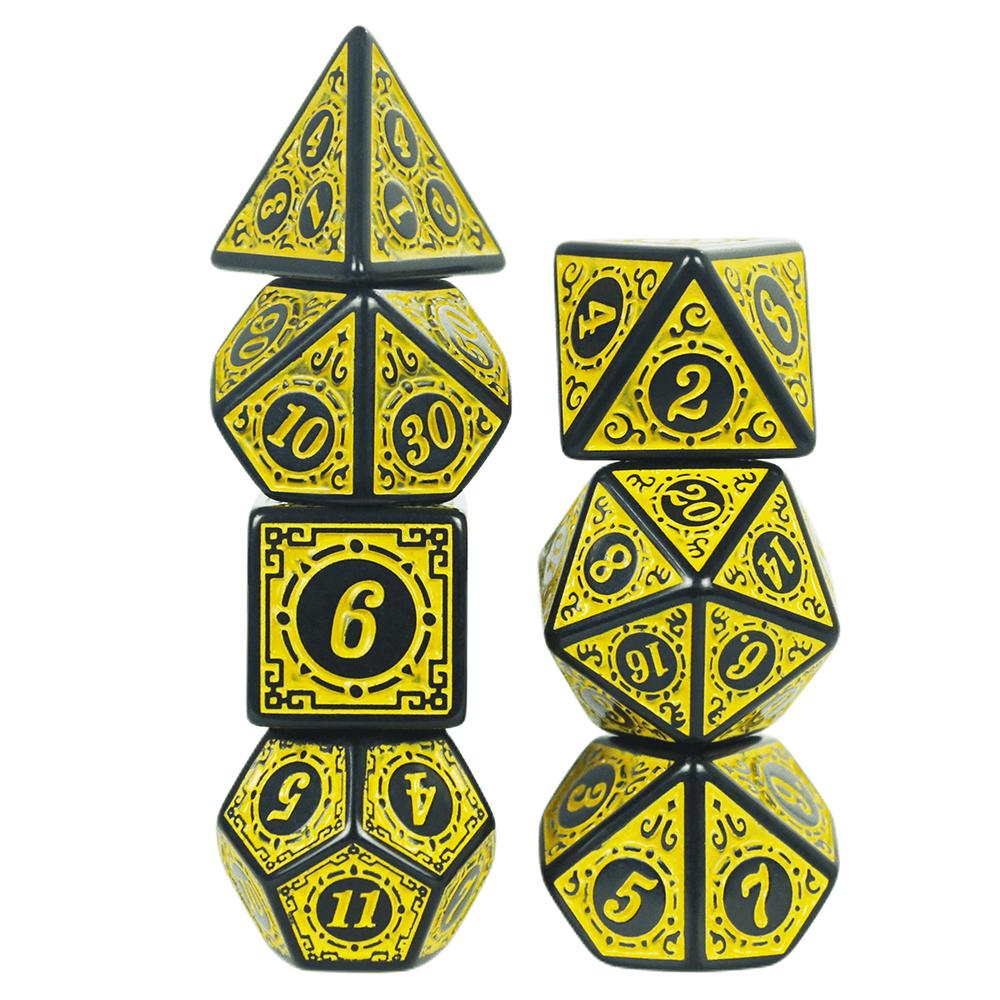 7-piece Set of Complex Antique Style Patterns, Multi-faceted Digital Board Games, Collectible Games, Dice