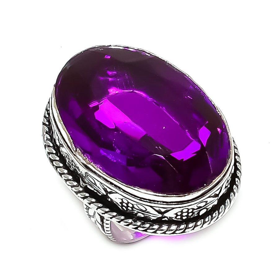 Natural Pink Amethyst Gemstone 925 Sterling Silver Jewelry Ring Size 8 u4e42