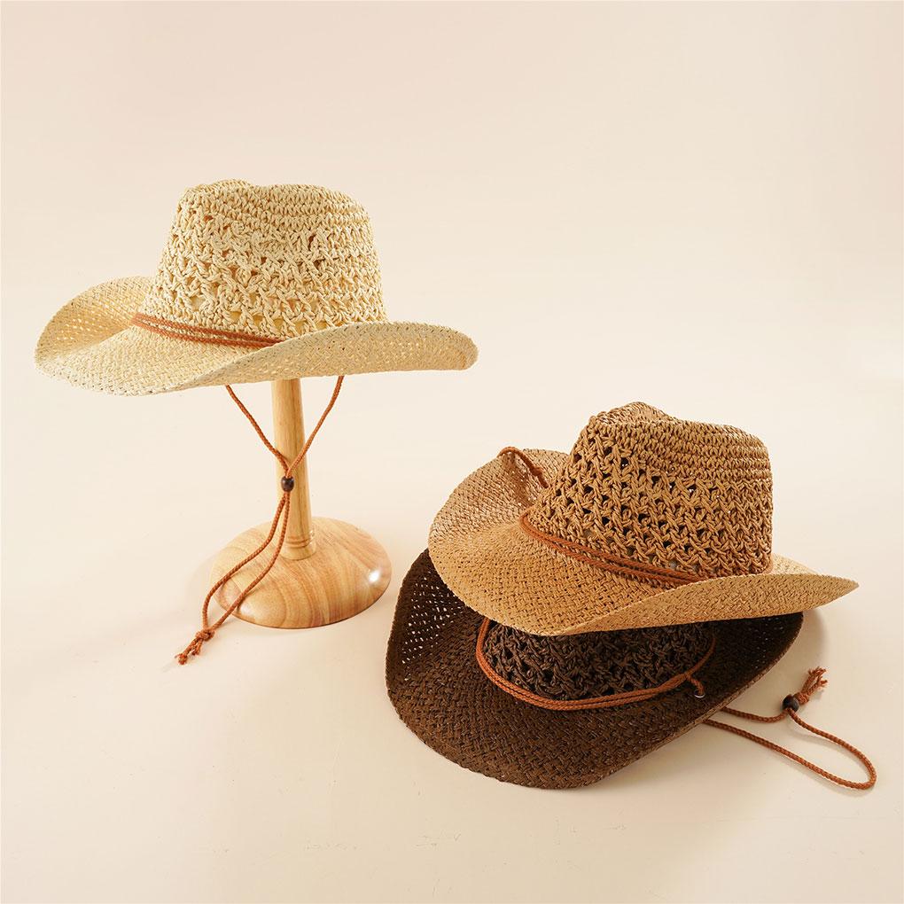 Wide Brim Western Sun Hat Breathable And Waterproof For Outdoor Adventures PP Outdoor Straw Hats Cowboy Hat Beach Cap