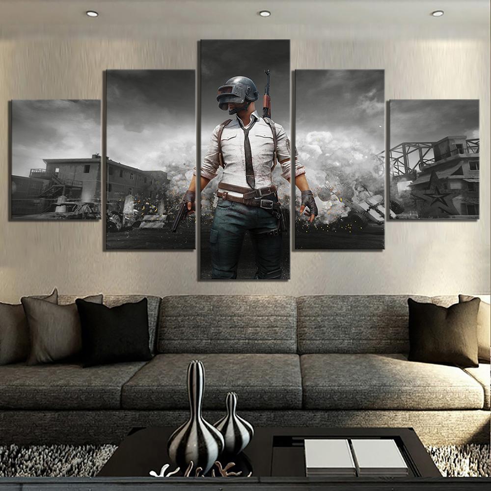 5 Stück 10 Pubg Battlegrounds Spiel Modulare Wandkunst Leinwand Poster Bilder Gemälde Heimdeko Zubehör Wohnzimmerdekoration
