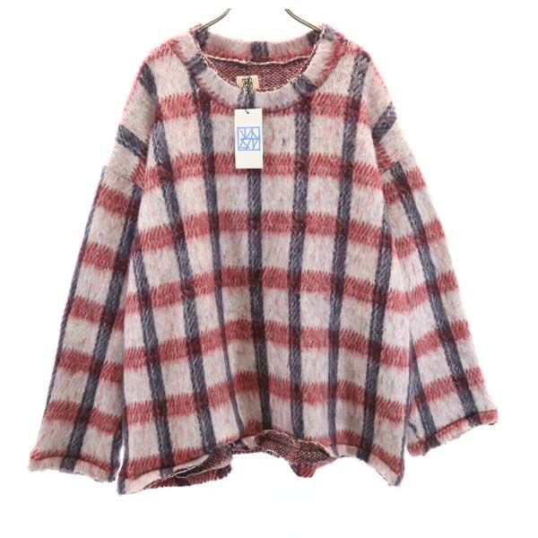 Unused VAST222 17AW Made In Japan Wool Blend Grid Pattern Long Sleeve Shaggy Knit Men's Used