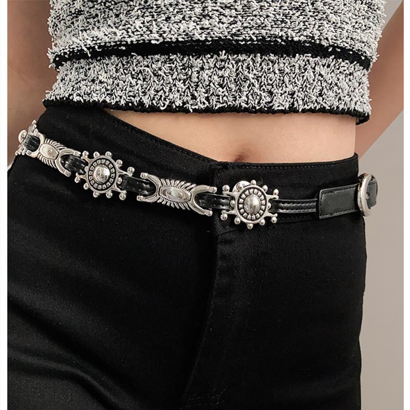 Cintura a catena in metallo stile etnico versatile retrò bohémien per donna moda catena per maglione sigillo in vita accessori decorativi per il corpo
