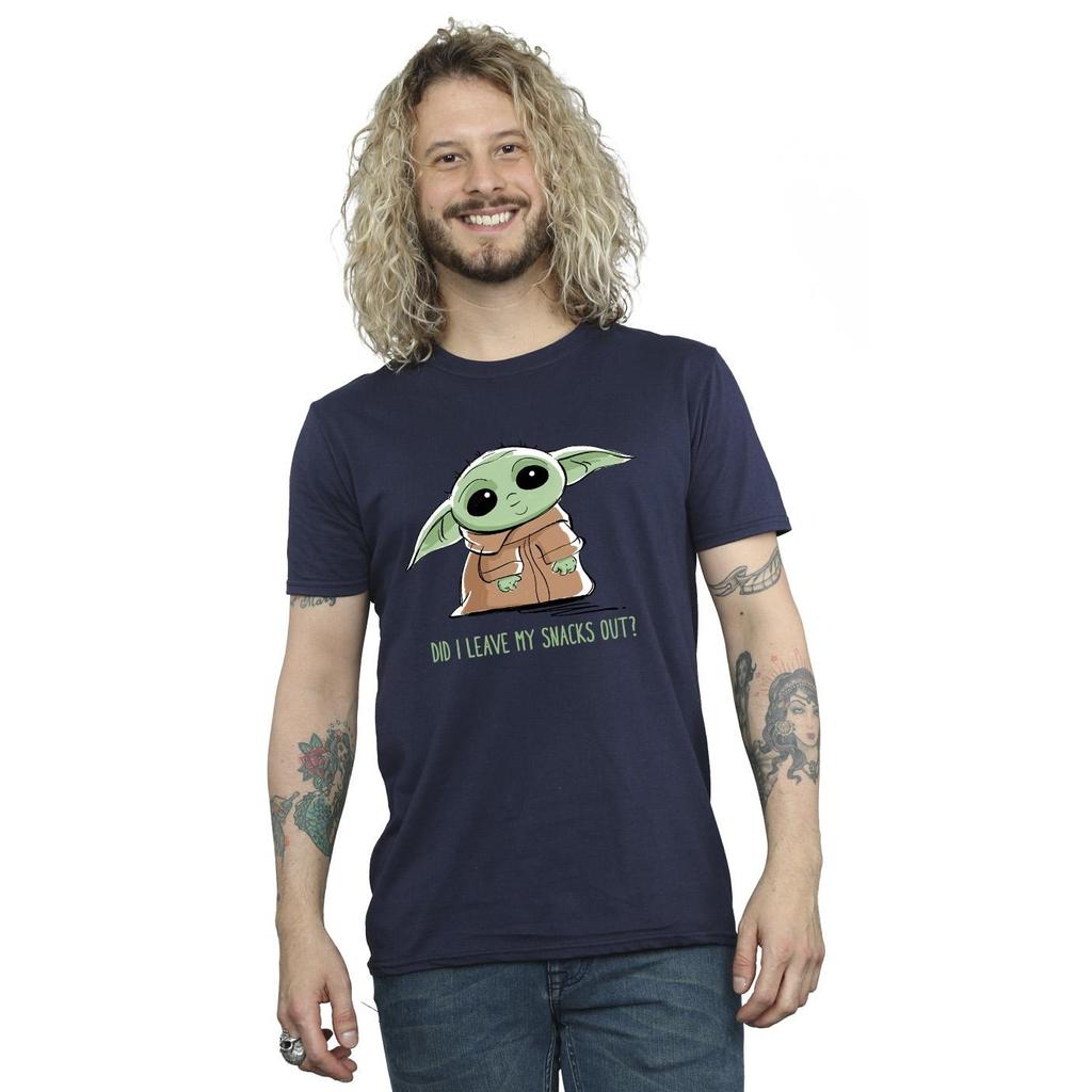 STAR WARS Mens The Mandalorian Grogu Snacks Meme T-Shirt