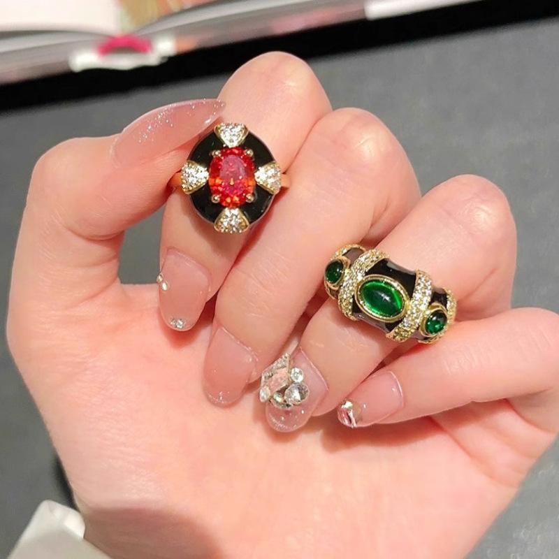 Ruby Luxurious And Crystal Geometric Ring For Women Unique Vintage Gothic Accessory Fashion