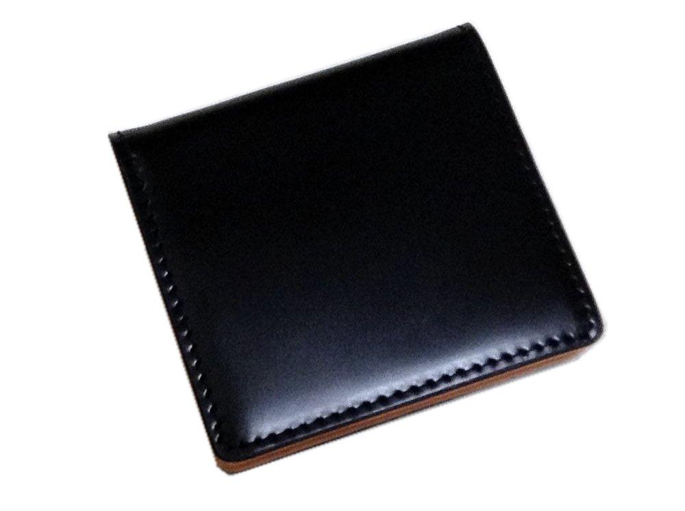 

Mode Japanese cordovan butt x genuine tanned leather coin purse [Saint CORDOVAN] (horse leather) box-shaped (black) чорний