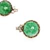 Vintage Vintage Classic Inlaid Green Natural Stone Oval Earrings Versatile Do Old Women'S Stud Earrings Silver Needle