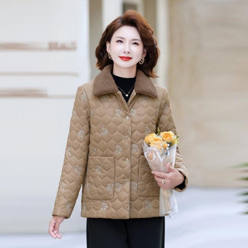 Autumn and winter new padded short jacket middle-aged women's winter velvet warm cotton clothes