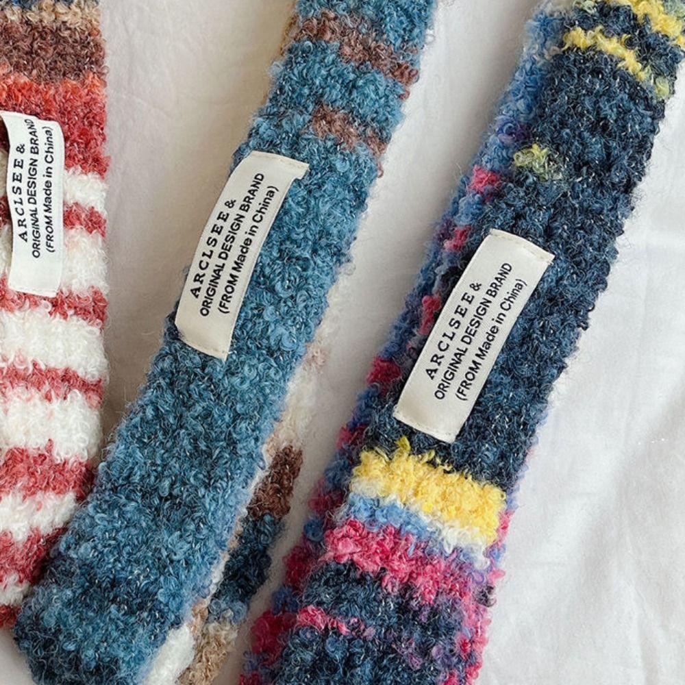 Imitation Cashmere Y2K Scarf Harajuku Style Striped Knitted Shawl  Collocation Clothing Accessories