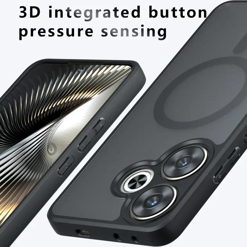 Per Xiaomi Poco F6 Redmi Turbo 3 Custodia Antiurto Magnetica Sensazione Pelle Texture Opaca Telaio TPU Plastica Dura Traslucida Copri Telefono