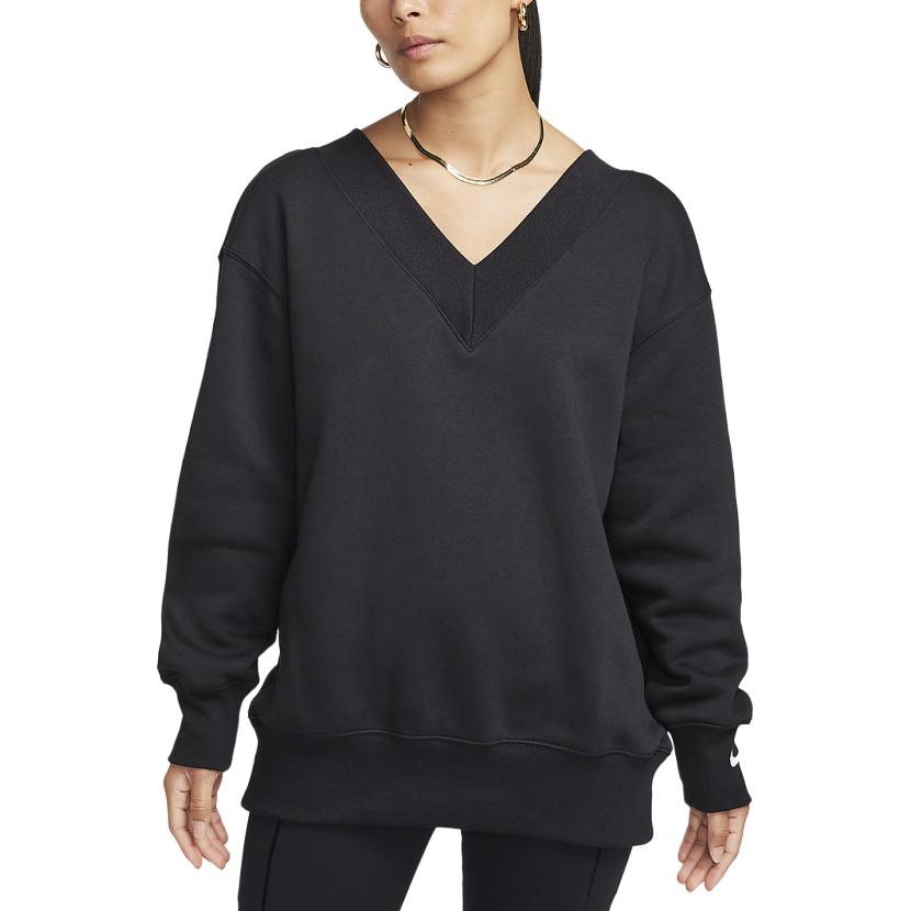 

Nike Solid Color Knitted V-Neck Long Sleeve Sweater Women sweater Black FB8318-010 S