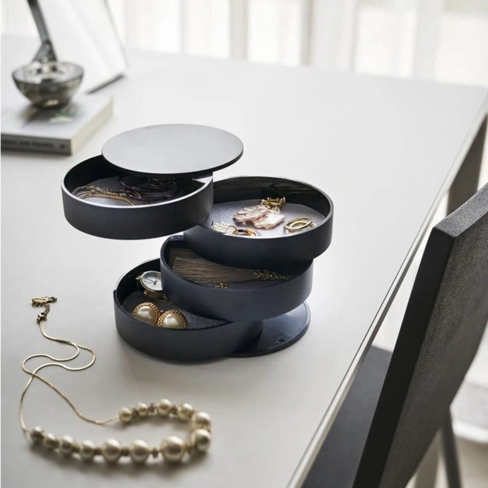 Multi-Layer Rotating Jewelry Storage Box Nordic Style Ring Bracelet Storage Rotating Jewelry Organizer Box Anti Dust With Lid